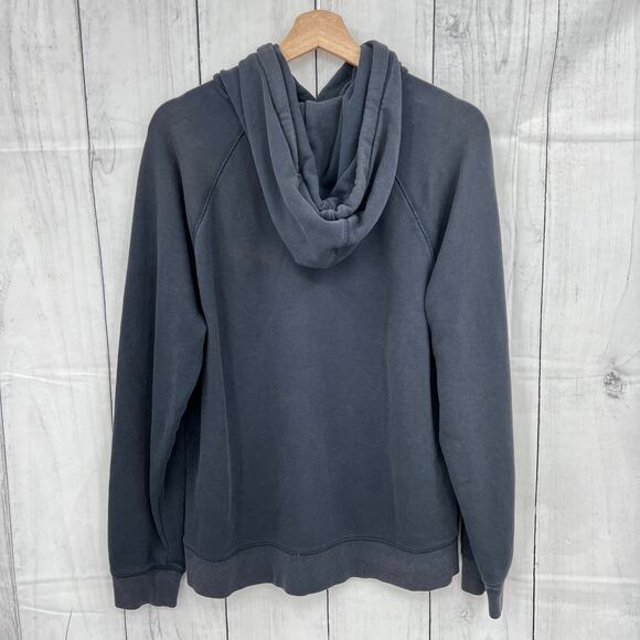 Everlane LARGE Men's Navy Blue Bleach Stain Pullover Hoodie Sweater Long Sleeve - Picture 2 of 10